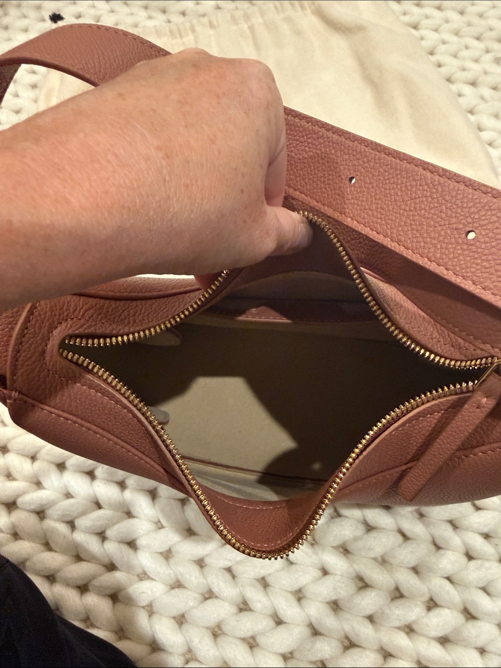 Polène Blush Pebbled Leather Shoulder Bag - Picture 5 of 6